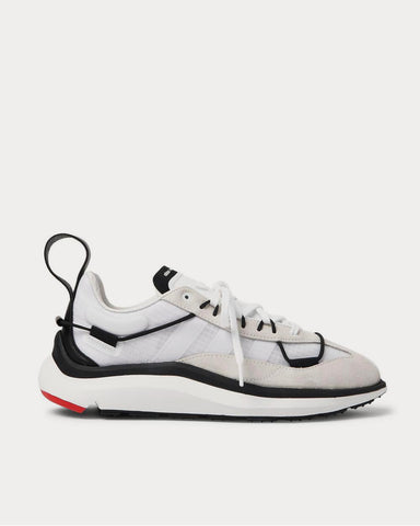 Y-3 Shiku Run Leather and Suede-Trimmed Mesh  White low top sneakers