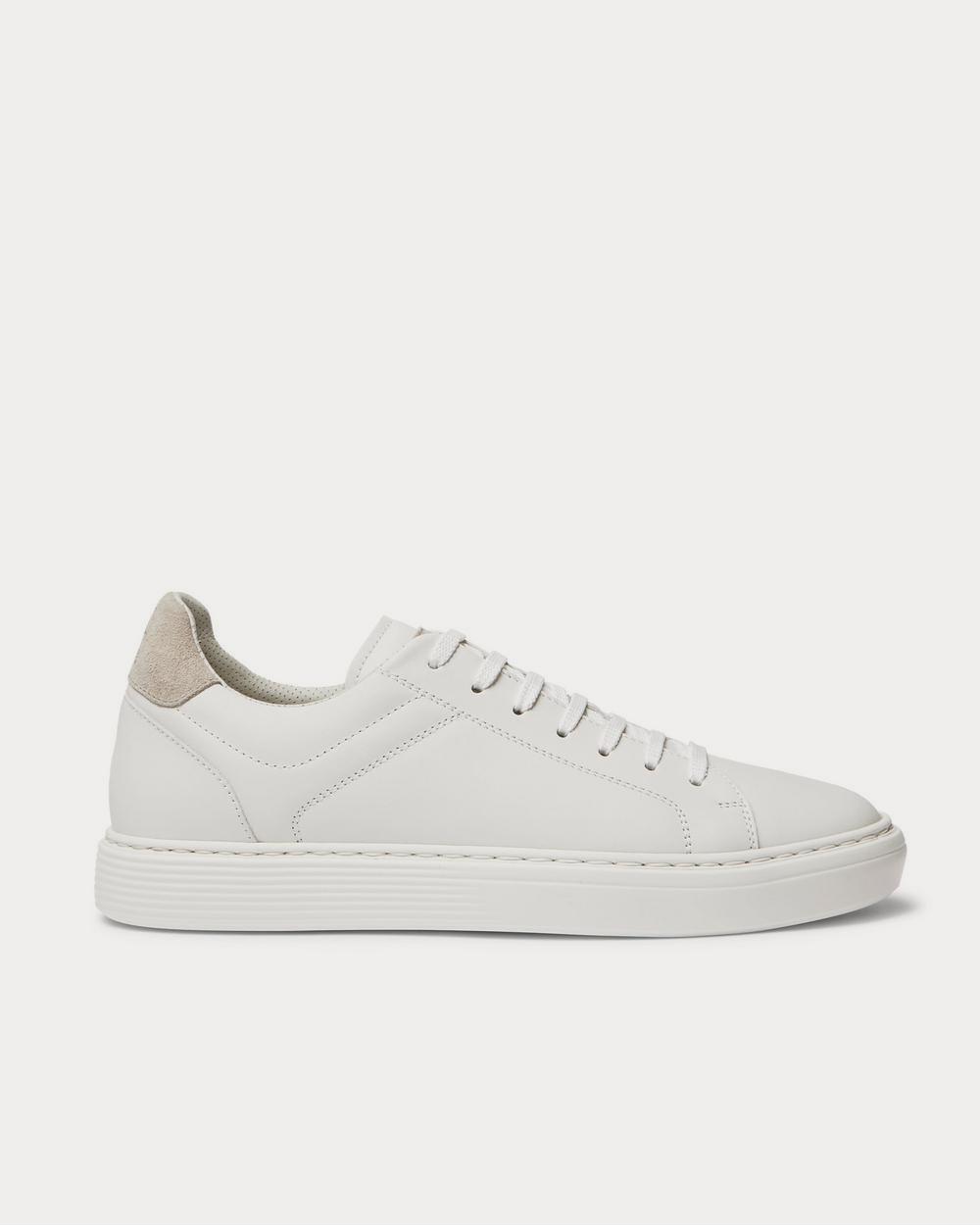 Brunello Cucinelli Suede-Trimmed Leather  White low top sneakers - 1