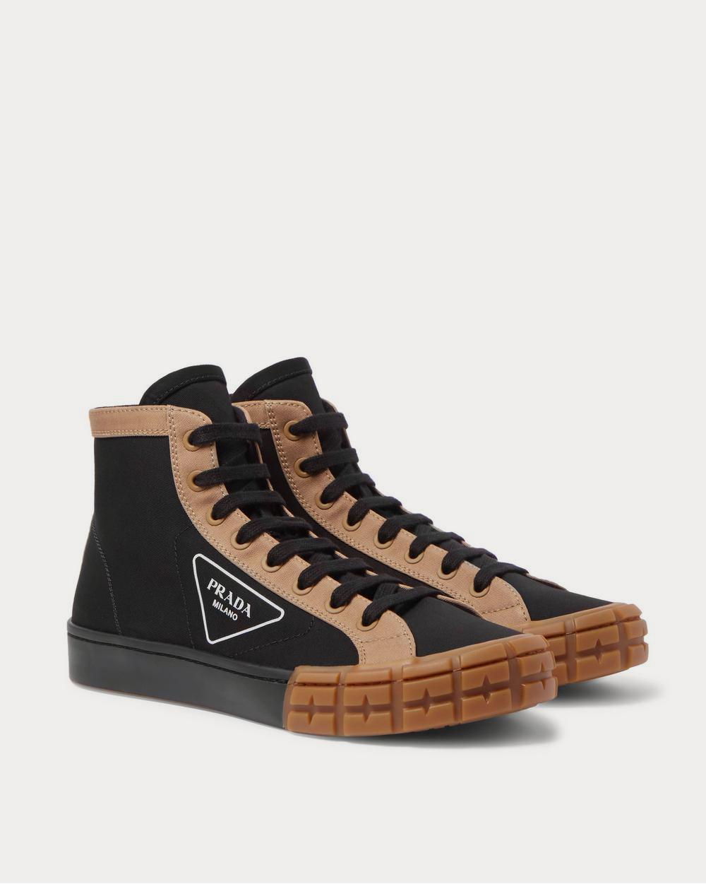 Prada Logo-Print Canvas High-Top  Black high top sneakers - 2