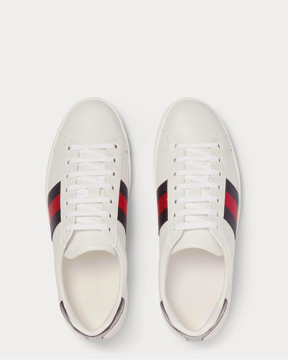 Gucci Ace Watersnake-Trimmed Leather  White low top sneakers - 6