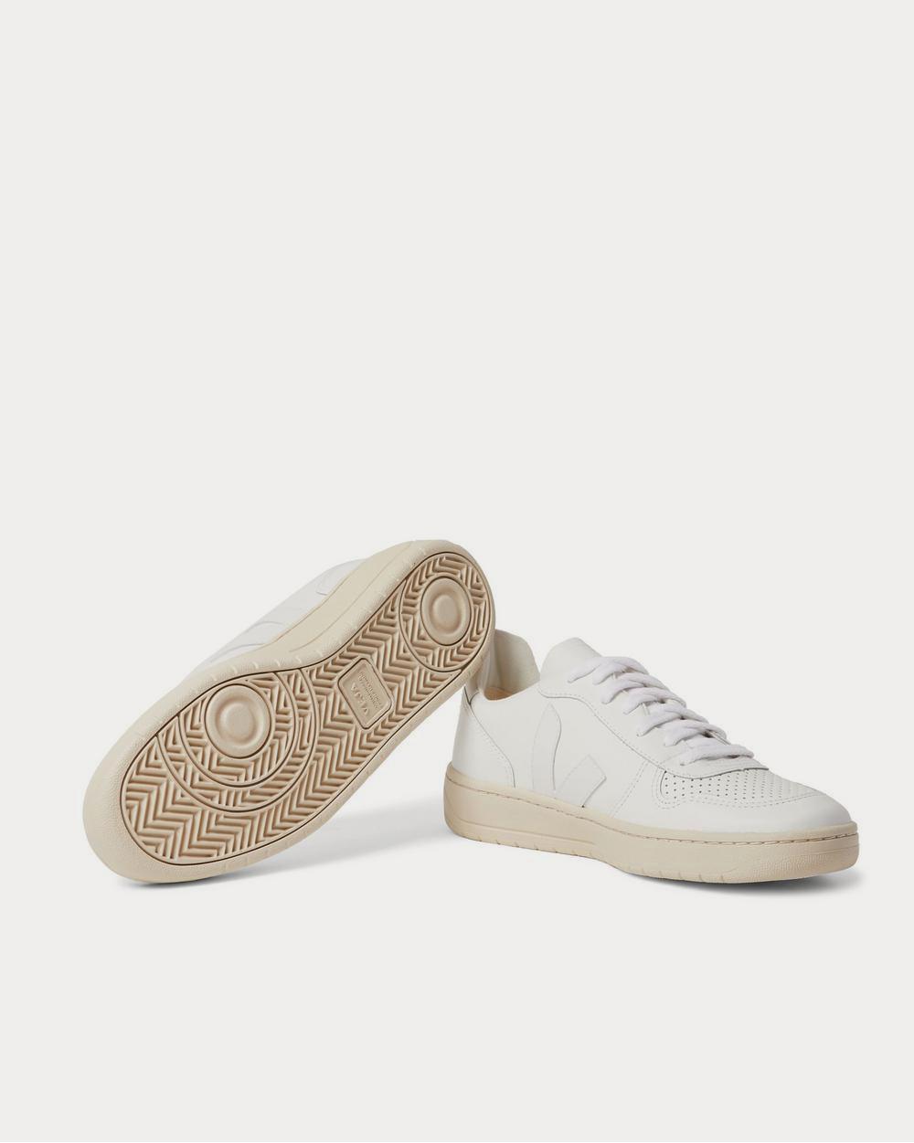 Veja V-10 Rubber-Trimmed Leather  White low top sneakers - 3