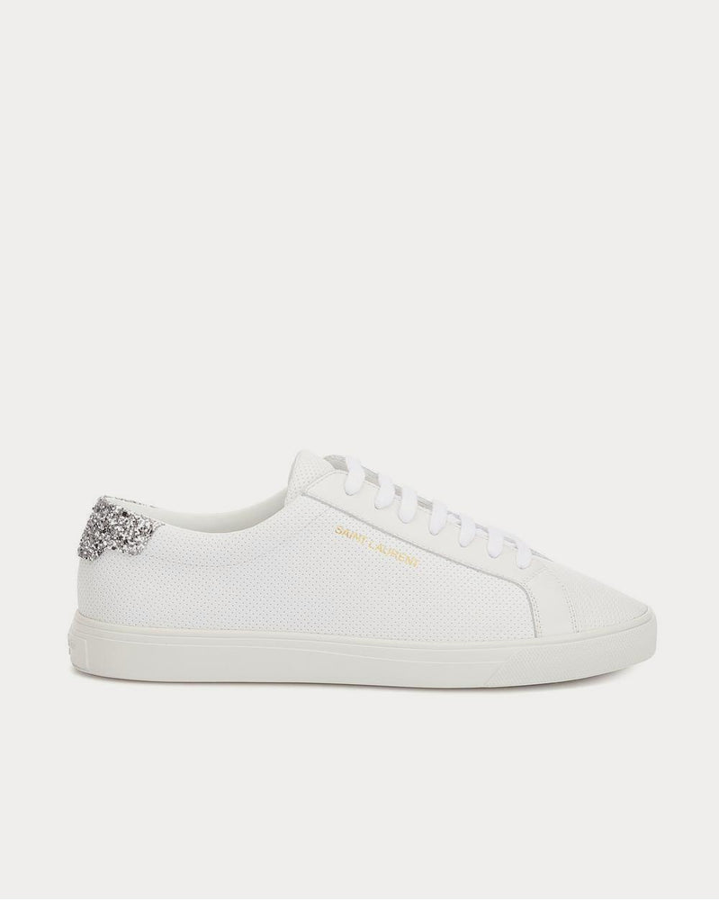 Saint Laurent Andy perforated leather Blanc Optique Low Top Sneakers - 1