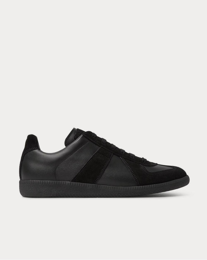 Maison Margiela Replica Leather and Suede  Black low top sneakers - 1