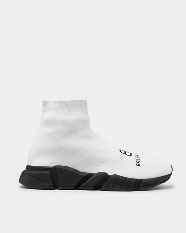 Balenciaga Speed Sock Logo-Print Stretch-Knit Slip-On  White high top sneakers