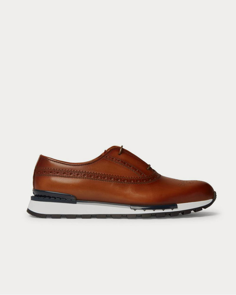 Berluti Fast Track Leather Brogue  Tan low top sneakers - 1