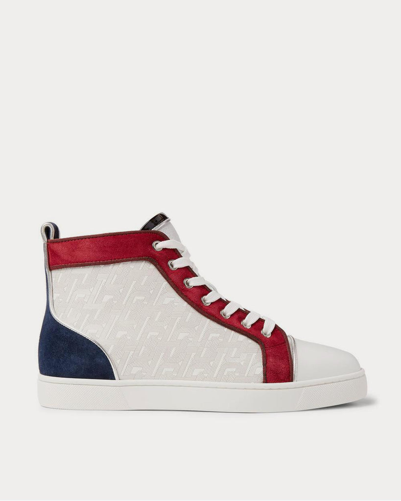 Christian Louboutin Louis Orlato Suede, Leather And Denim High-top Sneakers  in White for Men