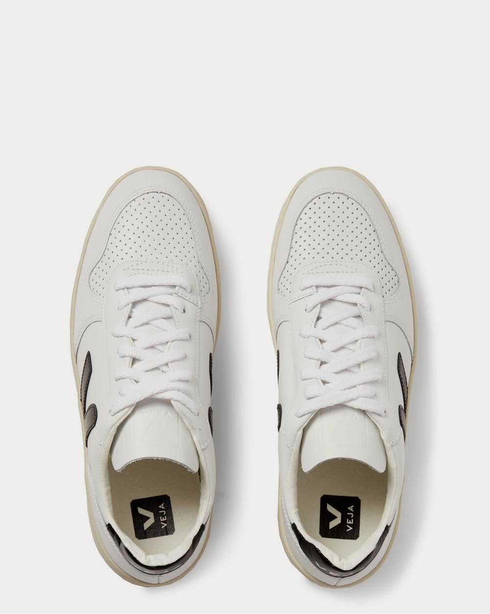 Veja V-10 Rubber-trimmed Leather  White low top sneakers - 6