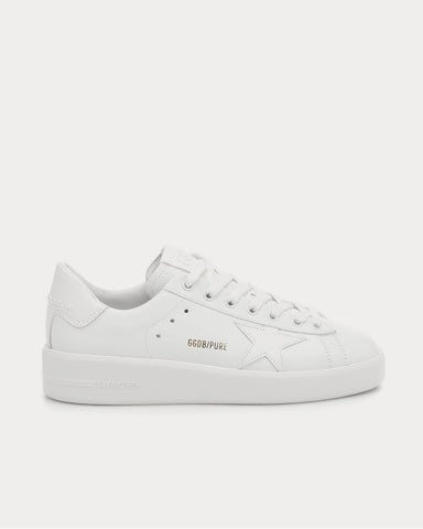 Golden Goose Pure Star leather White Leather-White Heel Low Top Sneakers