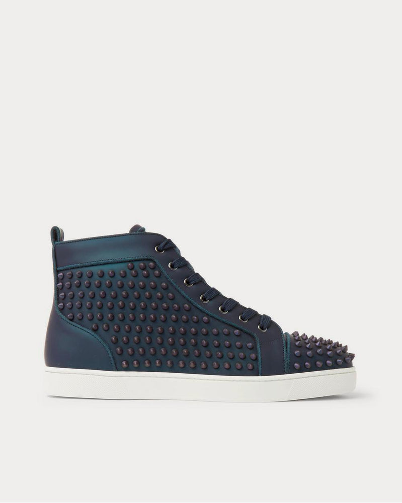 Christian Louboutin Louis Orlato Spikes Iridescent Leather High-Top  Blue high top sneakers - 1