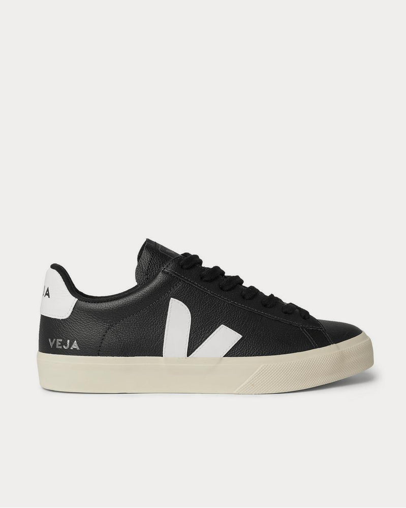 Veja Campo Rubber-Trimmed Full-Grain Leather  Black low top sneakers - 1