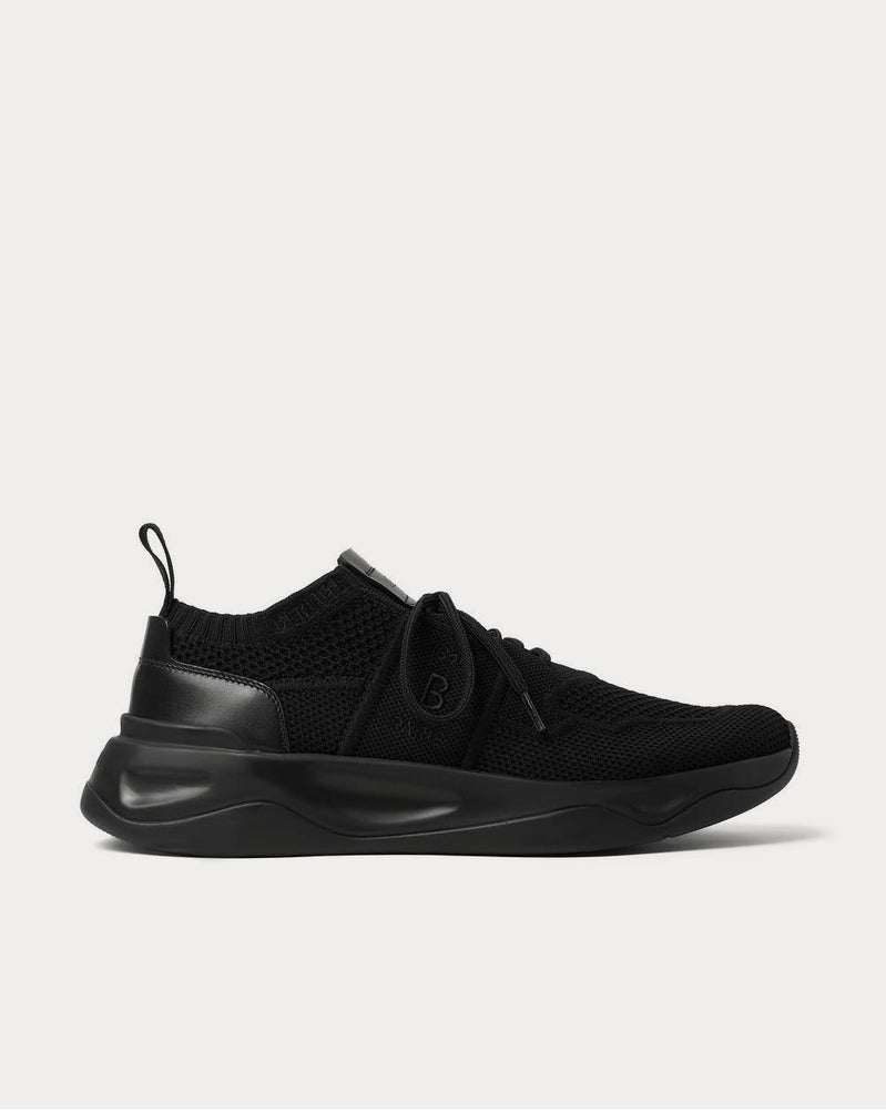 Berluti Shadow Leather-Trimmed Stretch-Knit  Black low top sneakers - 1