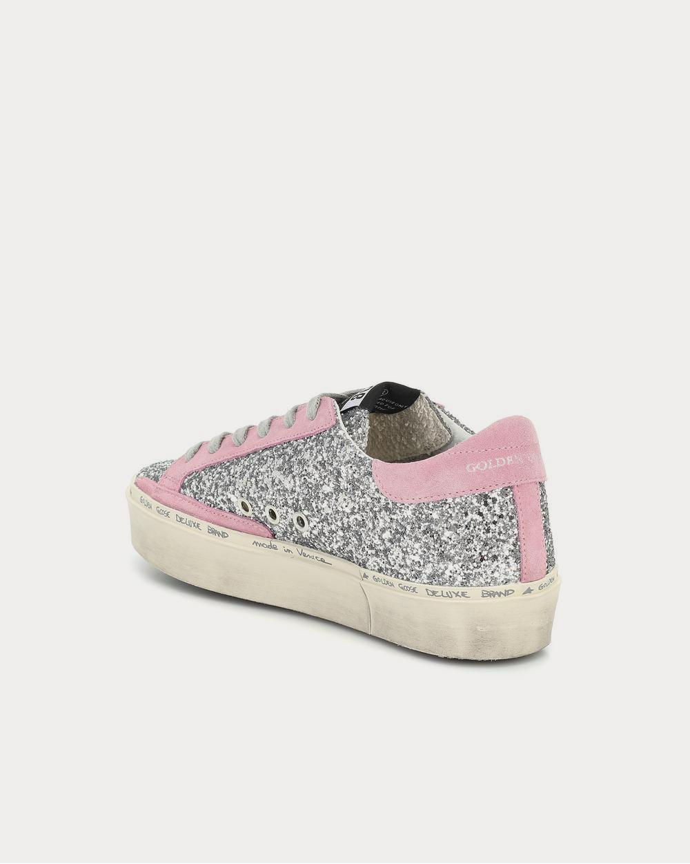 Golden Goose Hi Star glitter Silver Glitter-Pink Suede Star Low Top Sneakers - 3