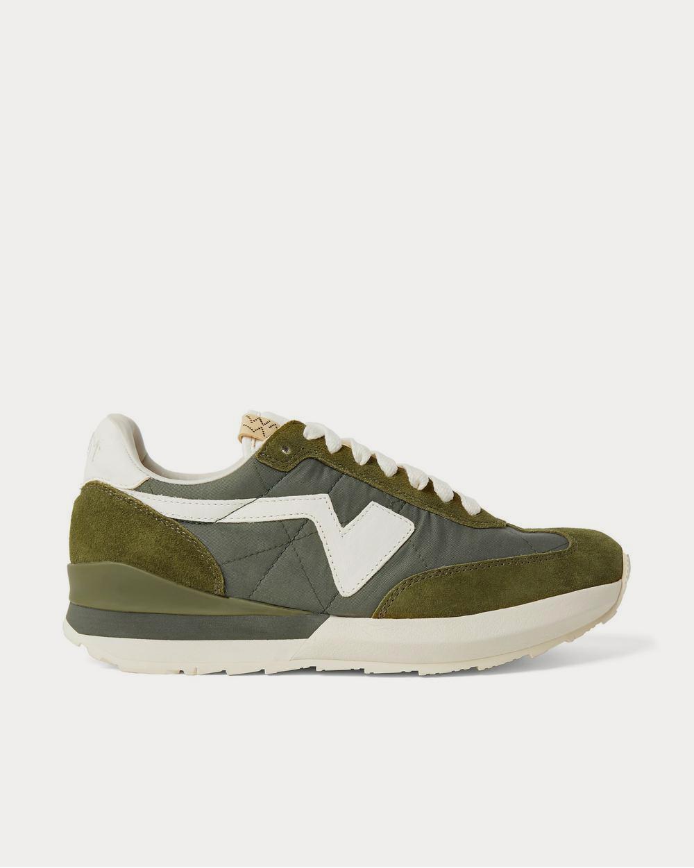 Visvim FKT Runner Suede- and Leather-Trimmed Nylon-Blend  Army green low top sneakers - 1