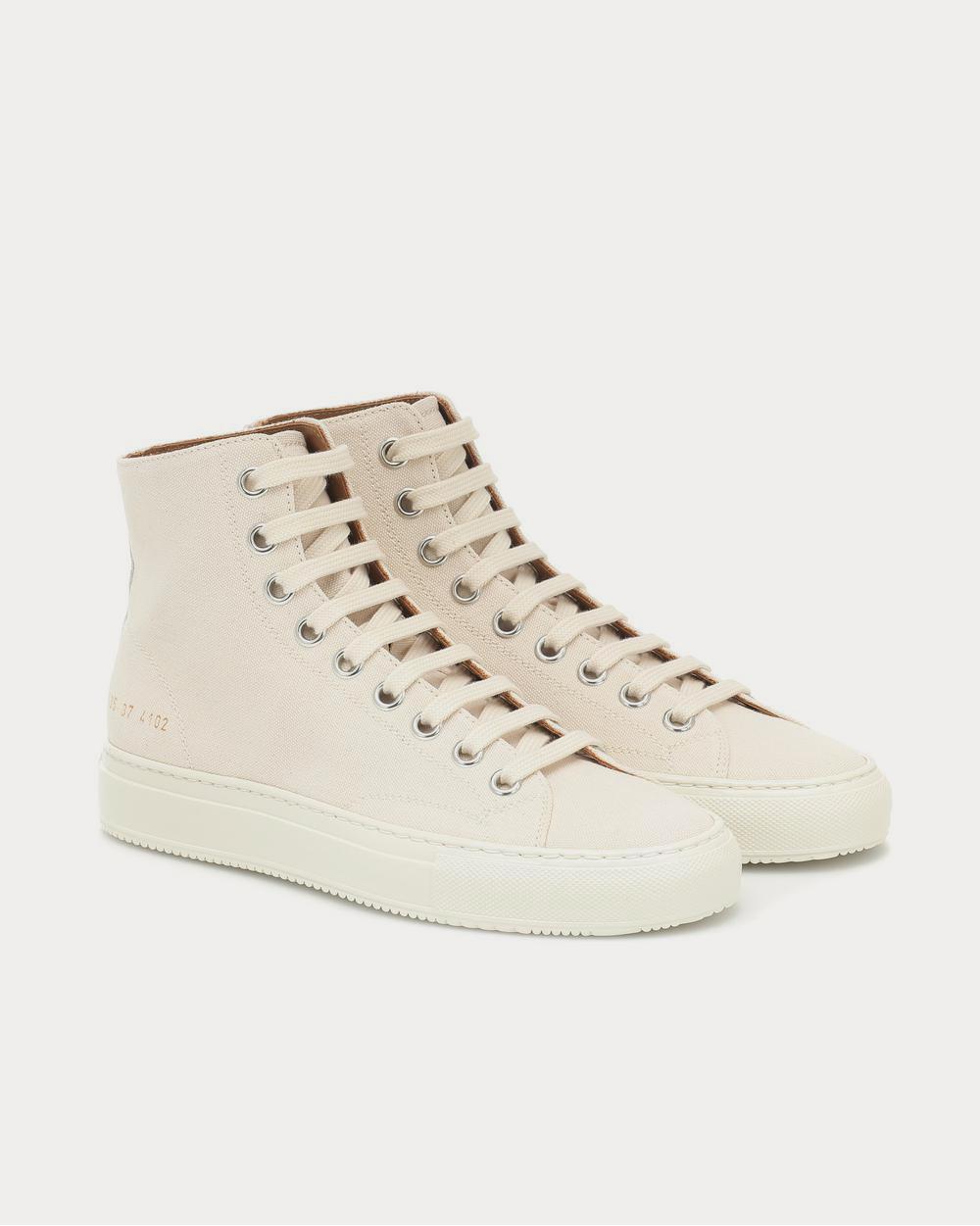 Common Projects Tournament Off White High Top Sneakers Sneak in Peace