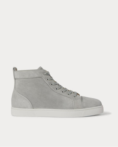 Christian Louboutin Louis Orlato Grosgrain-Trimmed Suede High-Top  Gray high top sneakers