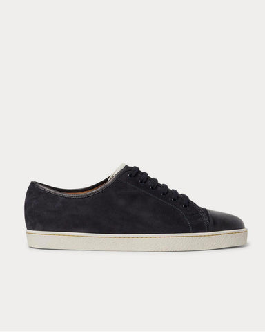 John Lobb Levah Cap-Toe Suede and Leather  Navy low top sneakers