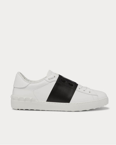 Valentino Open Striped Leather  White low top sneakers