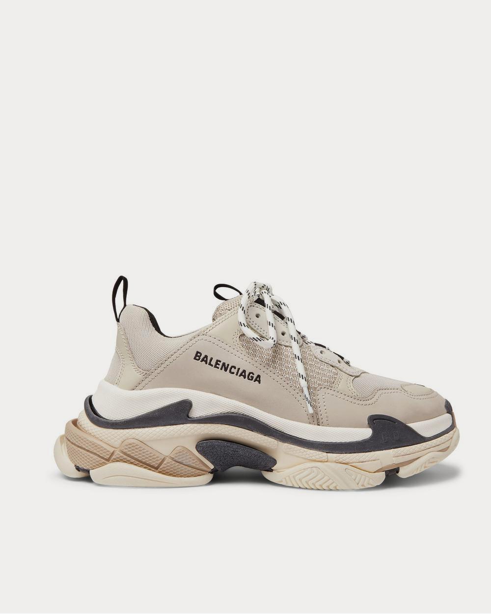 Balenciaga Triple S Mesh, Nubuck and Leather  Beige low top sneakers - 1