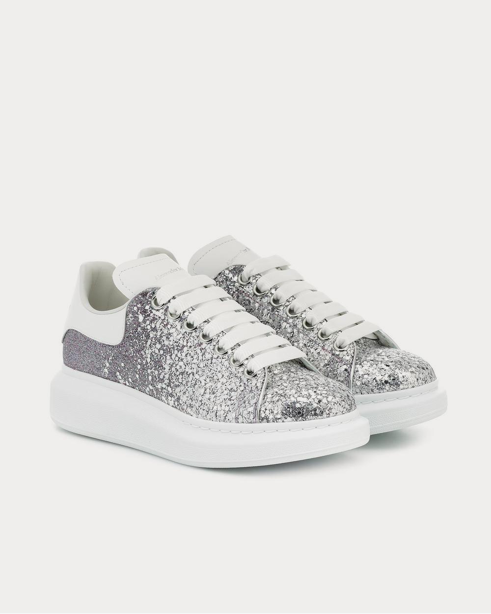 Alexander McQueen Leather-trimmed Silver Glitter Low Top Sneakers - 2