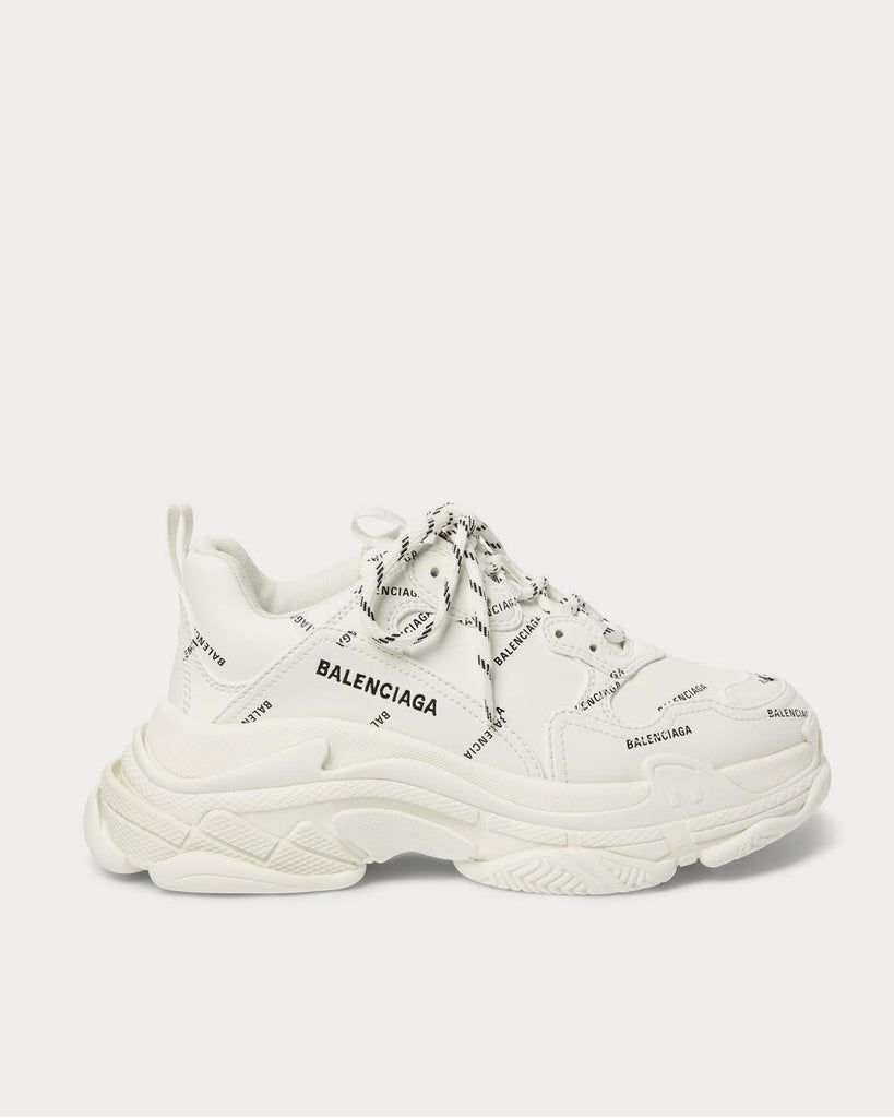 BALENCIAGA Triple S Clear Sole logo-embroidered faux leather and mesh  sneakers