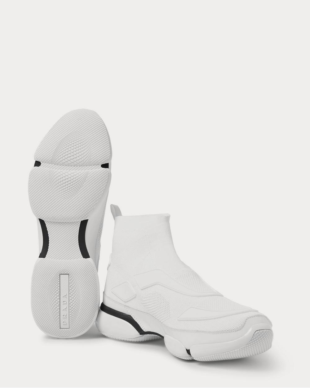 Prada Cloudbust Stretch-Knit and Rubber High-Top Slip-On White 