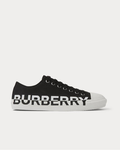 Burberry Logo-Print Two-Tone Rubber-Trimmed Cotton-Gabardine  Black low top sneakers