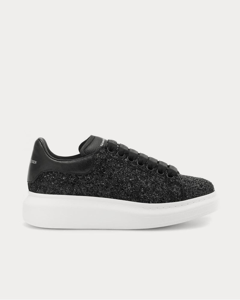 Alexander McQueen Leather-trimmed glitter Black Low Top Sneakers - 1