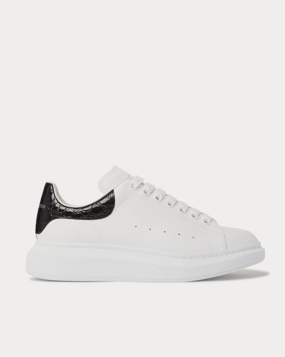 Alexander McQueen Exaggerated-Sole Croc Effect-Trimmed Leather  White low top sneakers - 1