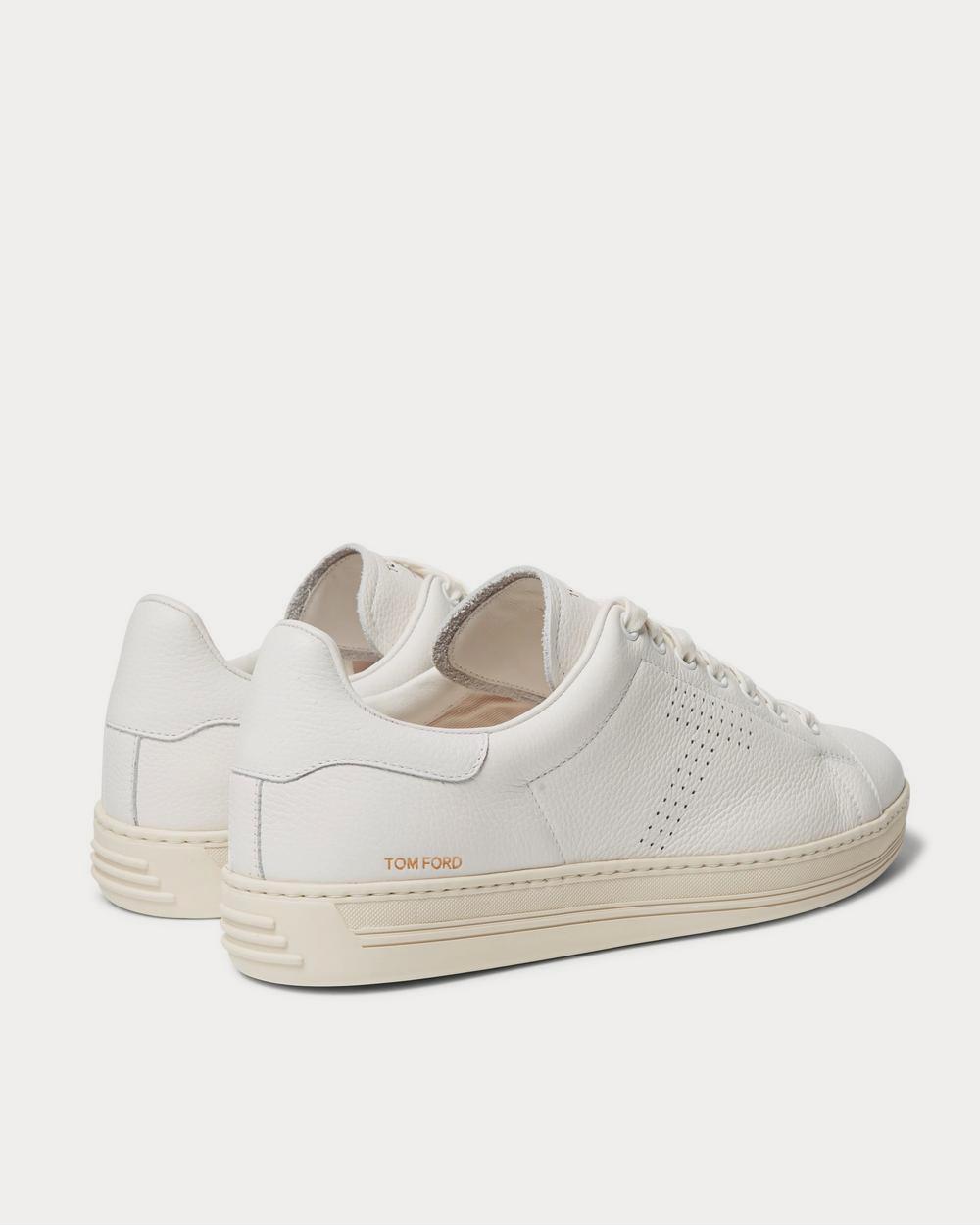 Tom Ford Warwick Perforated Full-Grain Leather  White low top sneakers - 4