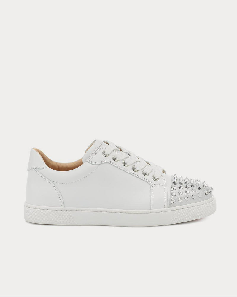 Christian Louboutin Vieira Spikes Krystal Silver Low Top Sneakers - 1