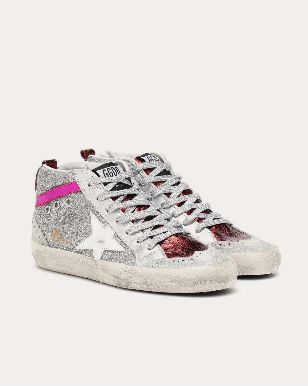 Golden Goose Mid Star Silver Glitter High Top Sneakers - 2