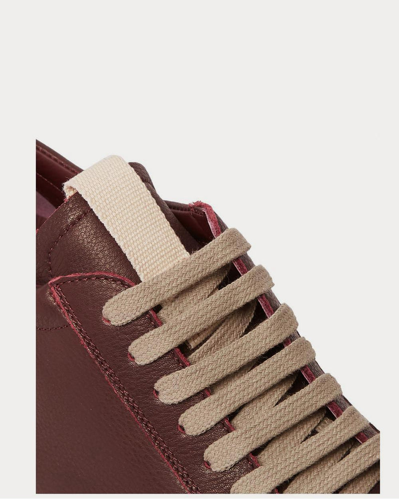 Rick Owens Clear Sole Grosgrain-Trimmed Leather  Burgundy high top sneakers - 4