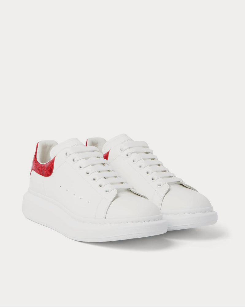 Alexander McQueen Exaggerated-Sole Croc Effect-Trimmed Leather  White low top sneakers - 2