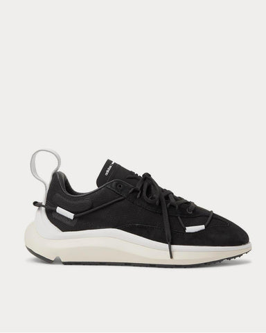 Y-3 Shiku Run Leather and Suede-Trimmed Mesh  Black low top sneakers