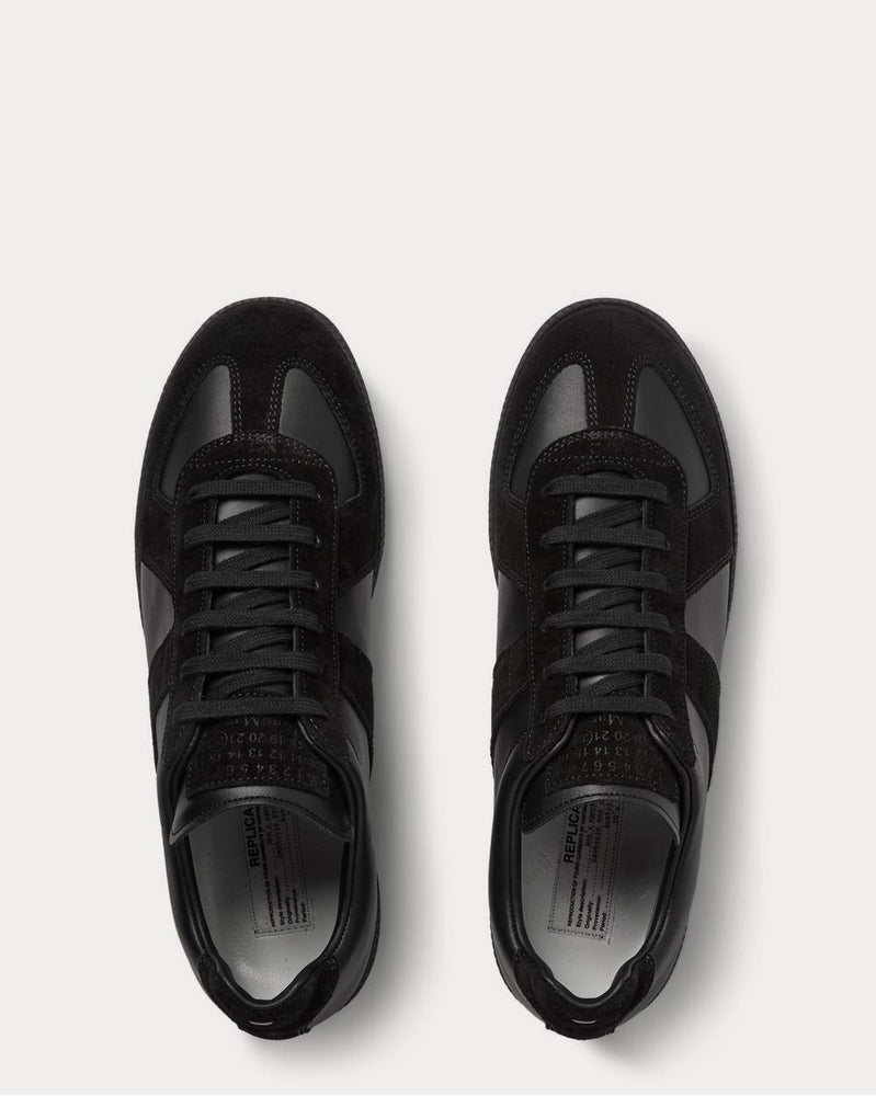 Maison Margiela Replica Leather and Suede  Black low top sneakers - 6