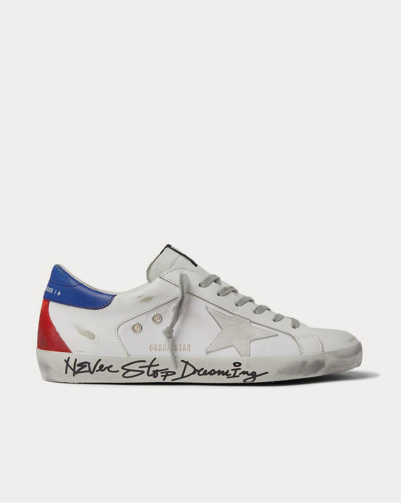 Golden Goose Superstar Distressed Leather, Canvas and Suede  White low top sneakers - 1