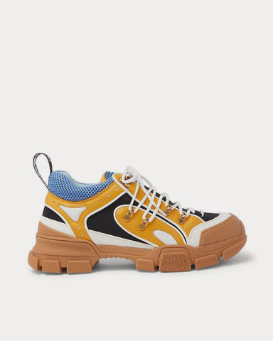 Gucci Flashtrek Rubber, Leather, Mesh and Suede  Yellow low top sneakers