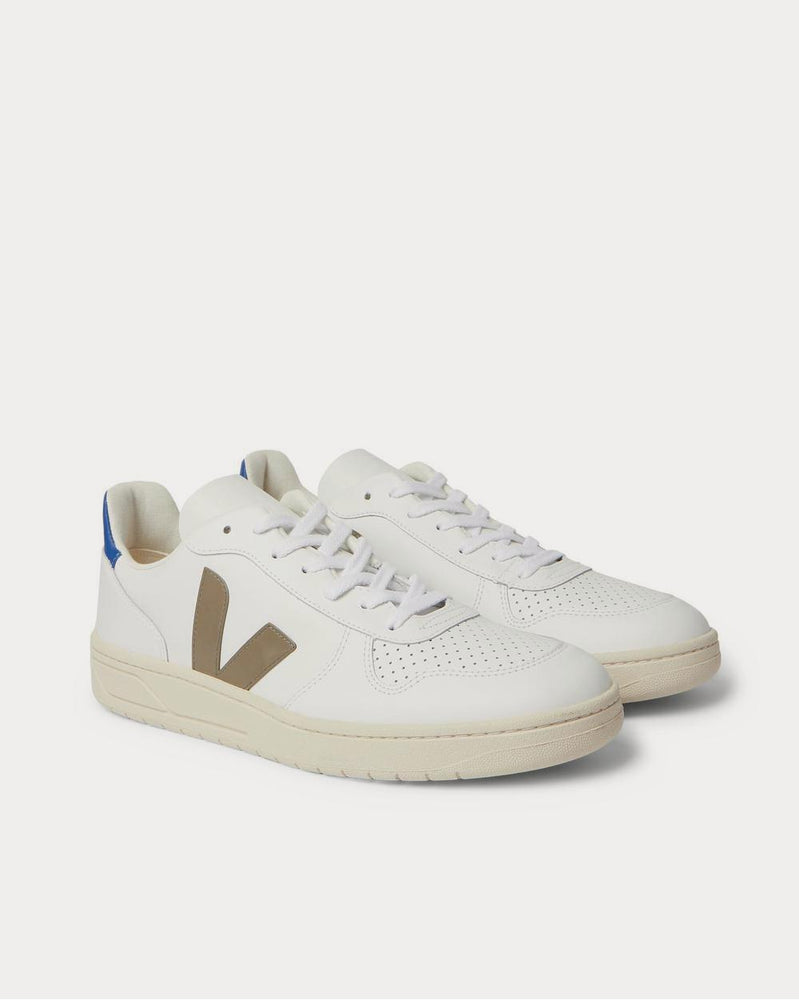 Veja V-10 Rubber-Trimmed Leather  White low top sneakers - 2