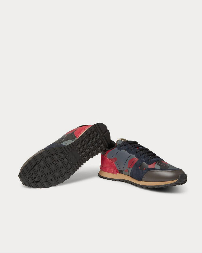 Valentino Rockrunner Camouflage-Print Canvas, Suede and Leather  Multi low top sneakers - 3