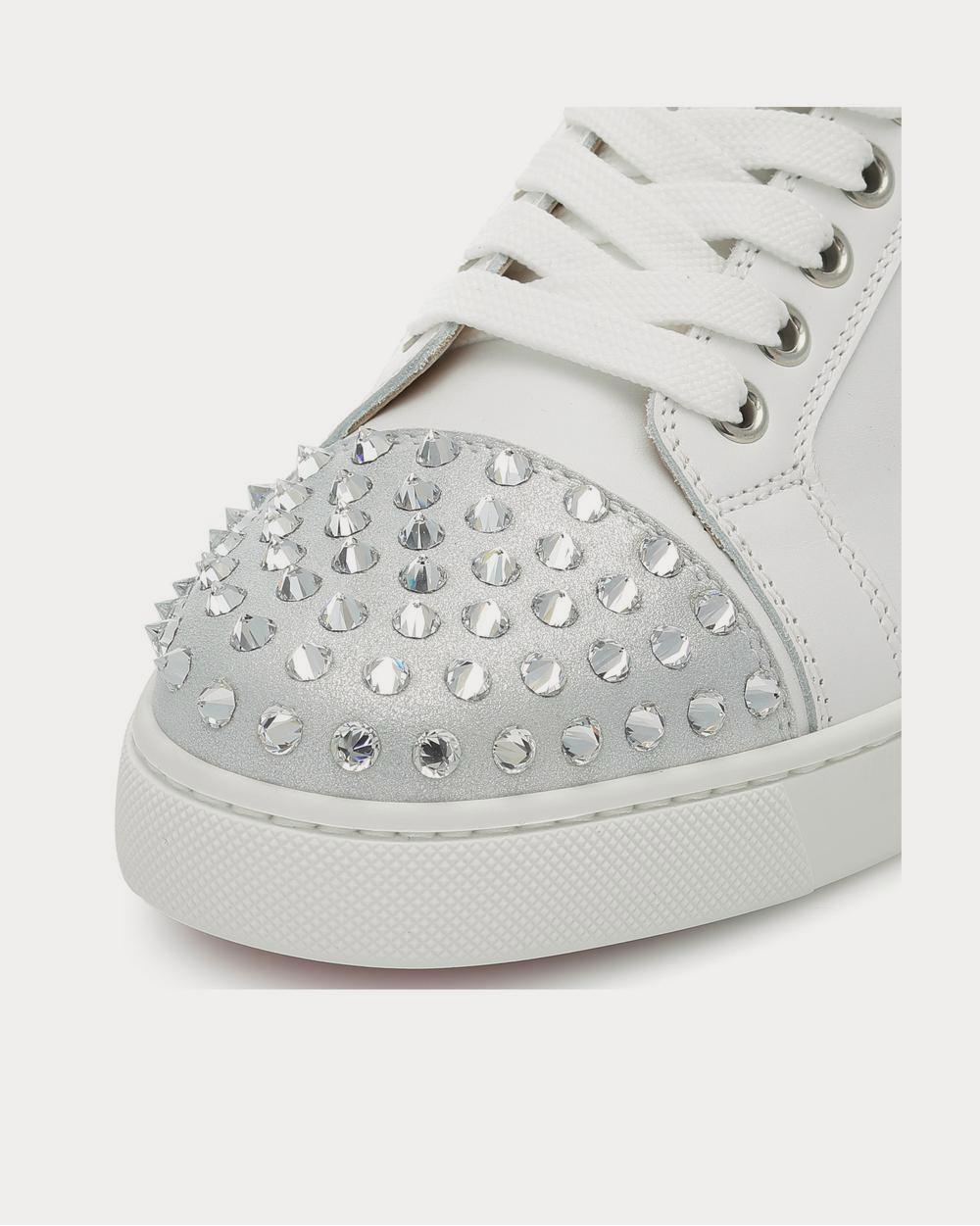 Christian Louboutin Vieira Spikes Krystal Silver Low Top Sneakers 