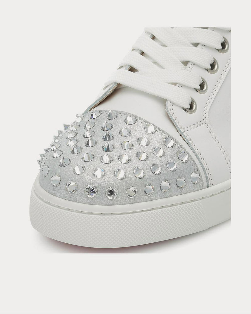 Christian Louboutin Vieira Spikes Krystal Silver Low Top Sneakers - 4