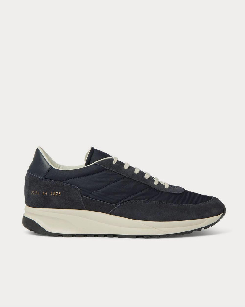 Common Projects Track Classic Leather-Trimmed Suede and Ripstop  Navy low top sneakers - 1