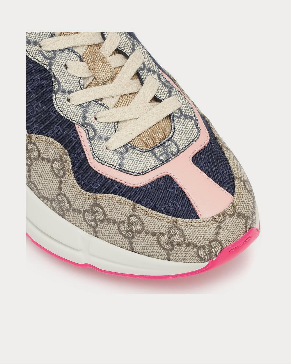 Gucci GG Rhyton leather-trimmed Blue Pink Low Top Sneakers - 4