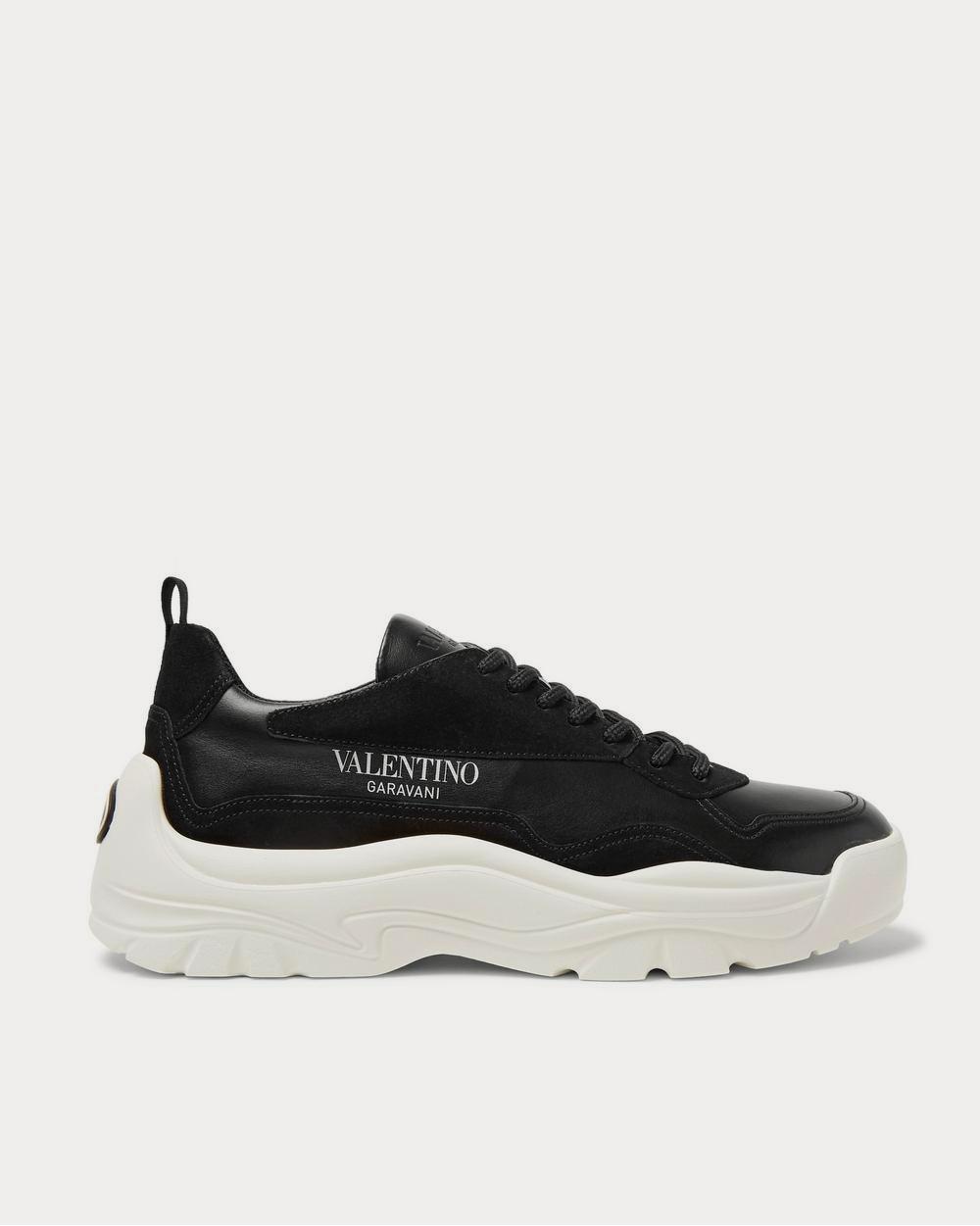 Valentino Gumboy Suede-Trimmed Leather  Black low top sneakers - 1