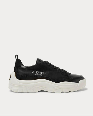 Valentino Gumboy Suede-Trimmed Leather  Black low top sneakers