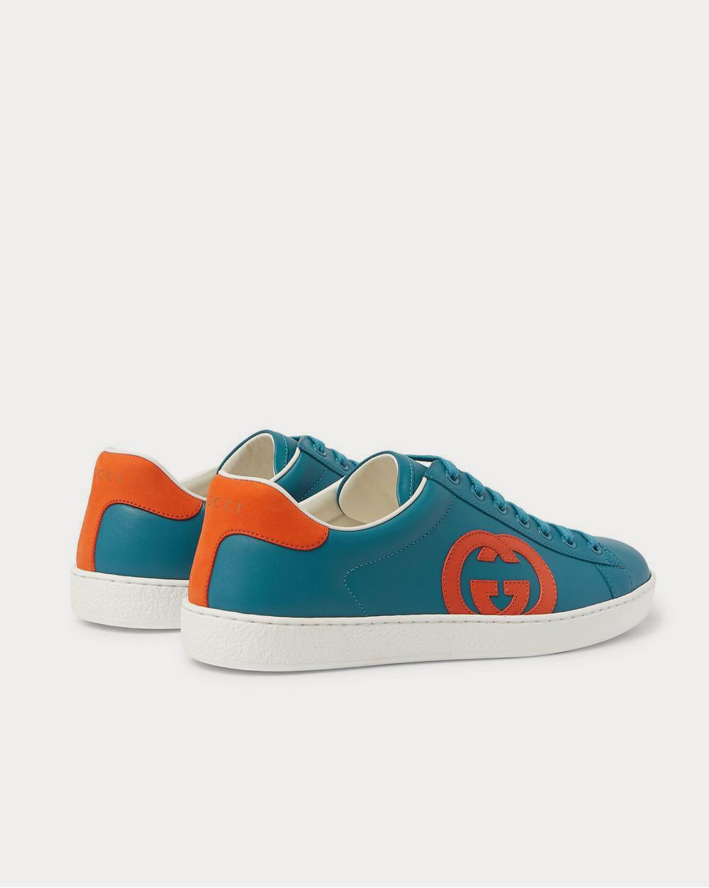 Gucci Ace Suede-Trimmed Leather  Blue low top sneakers - 3