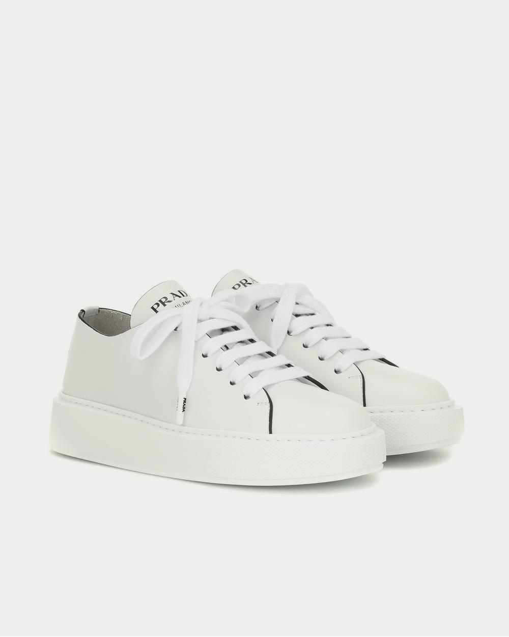 Prada Leather Bianco Low Top Sneakers - 2