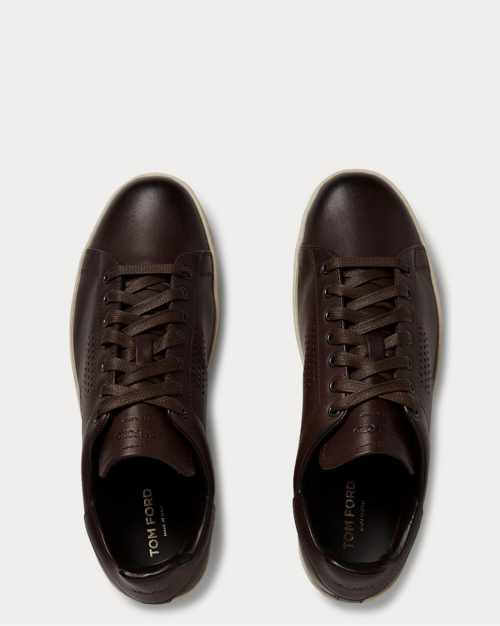 Tom Ford Warwick Burnished-Leather  Burgundy low top sneakers - 6