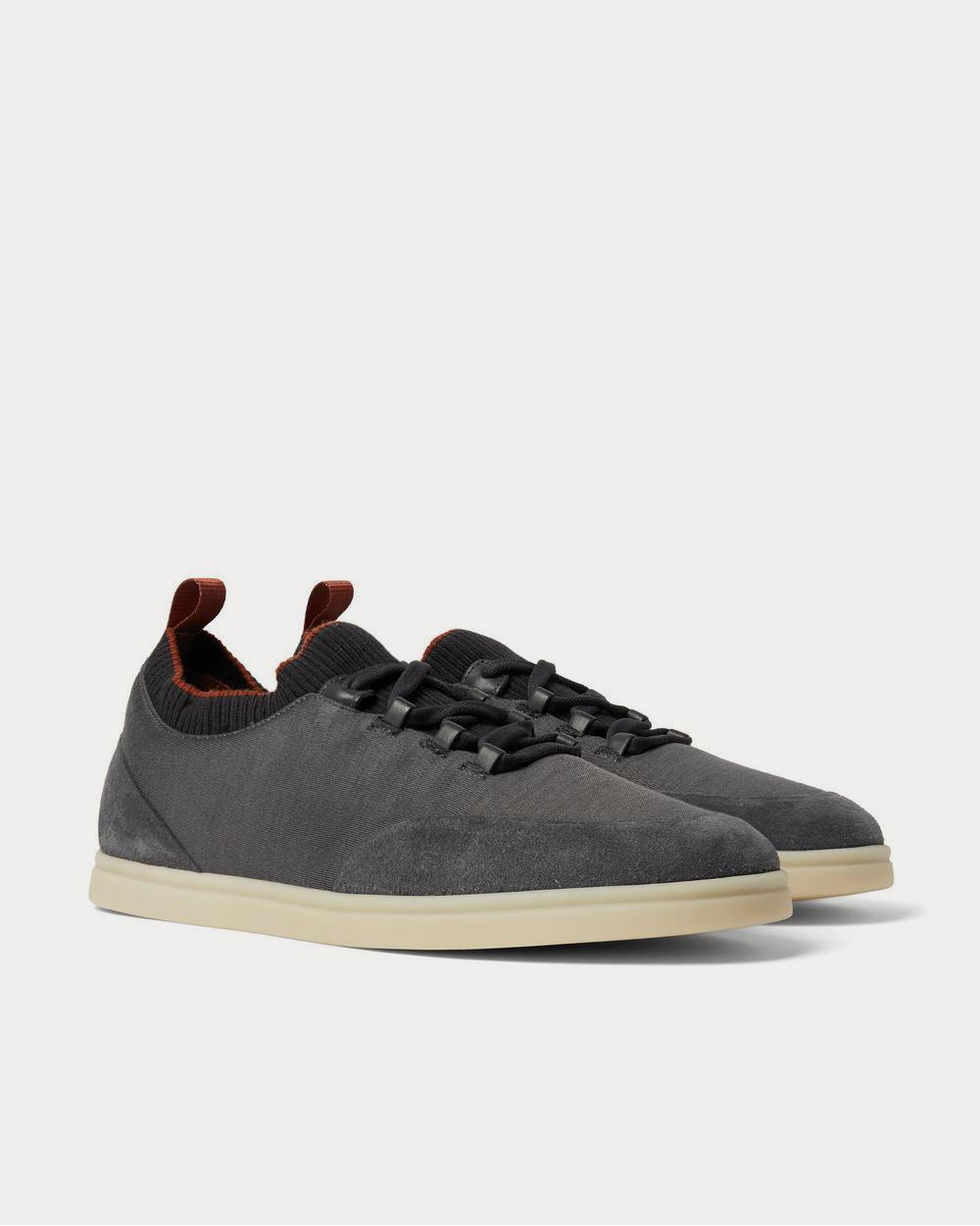 Loro Piana Soho Walk Suede-Trimmed Merino Wool  Gray low top sneakers - 2