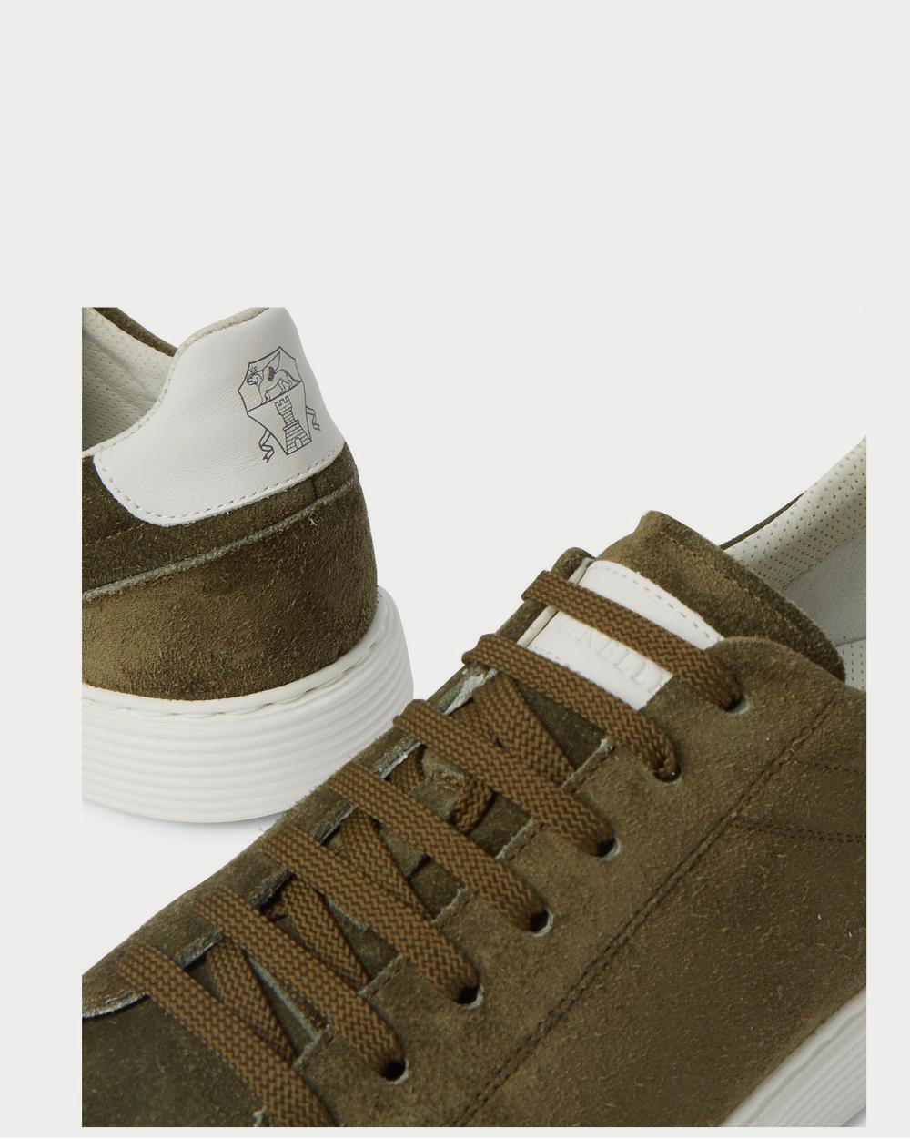 Brunello Cucinelli Leather-Trimmed Suede  Green low top sneakers - 4